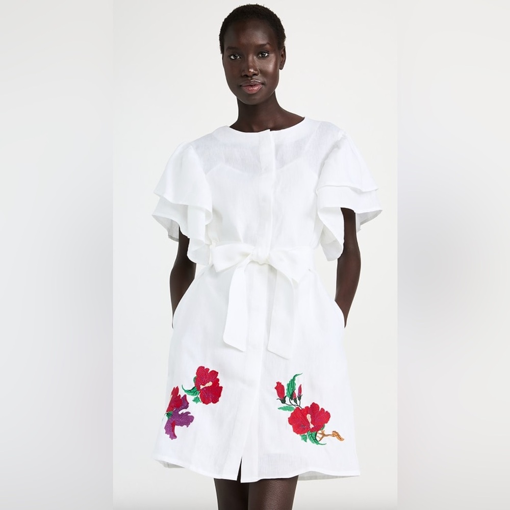 Fanm Mon kelly ruffle mini dress with embroidery